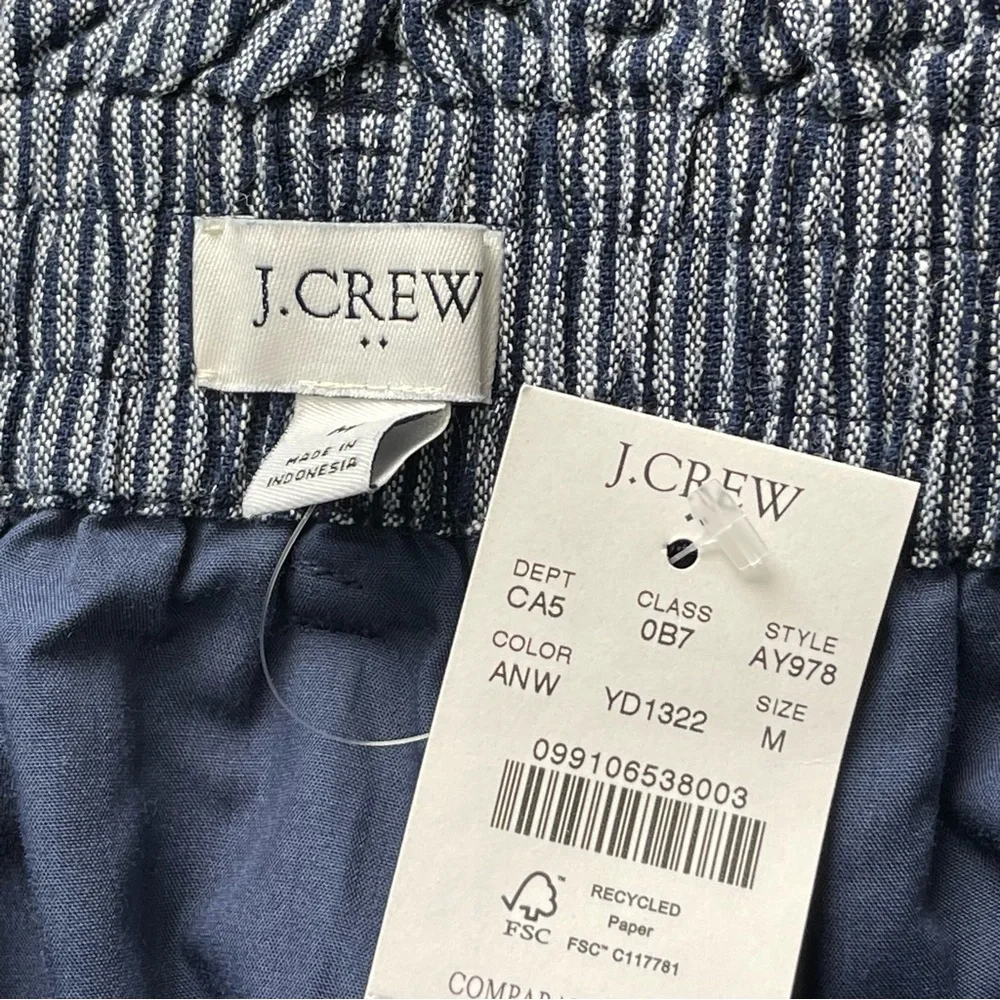 J Crew Linen-cotton paper-bag mini skirt Navy/White Striped Size Medium - Picture 11 of 11
